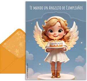 Tarjeta 3D de Cumpleaos gratis. Angelito de Cumpleaos