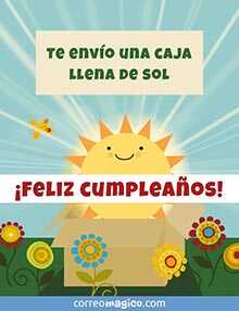 Tarjeta de Cumpleaos gratis. Una caja llena de sol