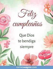 Tarjeta de Cumpleaos gratis. Dios te bendiga