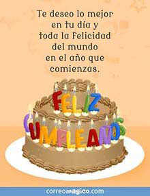 Tarjeta de Cumpleaos gratis. Te deseo lo mejor en tu cumpleaos