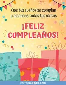 Tarjeta de Cumpleaos gratis. Que tus sueos se cumplan