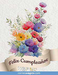 Tarjeta de Cumpleaos gratis. Ramo de flores