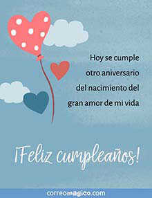Tarjeta de Cumpleaos gratis. Para el gran amor de mi vida