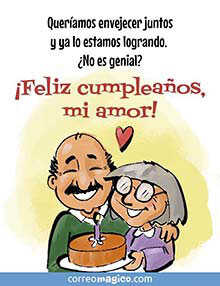 Tarjeta de Cumpleaos gratis. Envejeciendo juntos